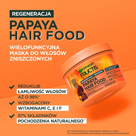 Garnier Fructis Papaya Hair Food maseczka regenerująca do włosów zniszczonych