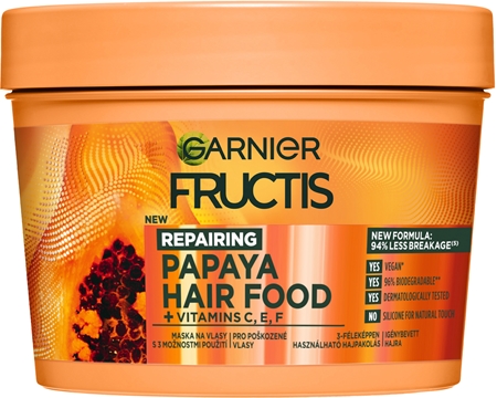 Garnier Fructis Papaya Hair Food Αναπληρωτική μάσκα για κατεστραμμένα μαλλιά