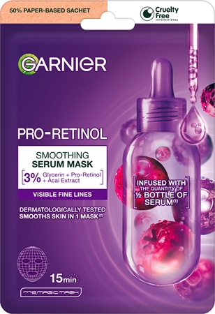 Garnier Textil Masks Pro-Retinol wygładzająca maseczka w płacie z retinolem