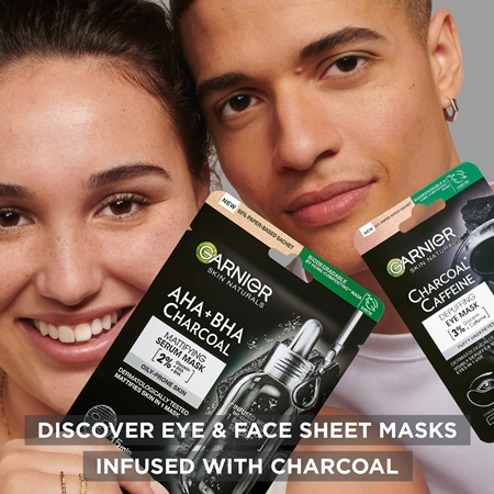 Garnier Textil Masks Charcoal Caffeine Eye Contour Mask with activated charcoal