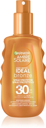 Garnier Ambre Solaire Ideal Bronze spray protetor para manter e prolongar o bronzeado natural SPF 30