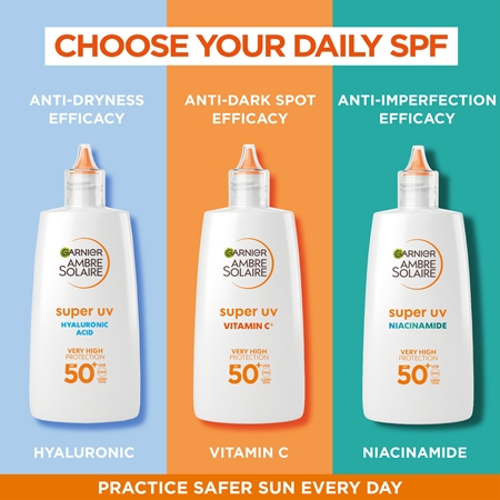 Garnier Ambre Solaire Super UV fluido de proteção leve contra manchas escuras com vitamina C