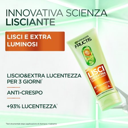 Garnier Fructis Lisci Cheratina shampoo nutriente per capelli brillanti e morbidi