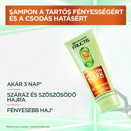Garnier Fructis Keratin Sleek sampon száraz és gyenge hajra