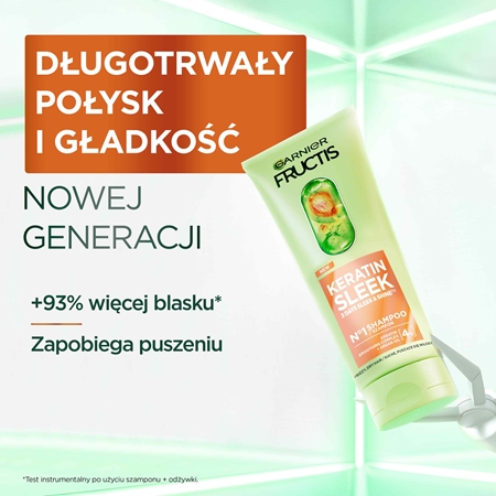 Garnier Fructis Keratin Sleek szampon z keratyną do nabłyszczania i zmiękczania włosów