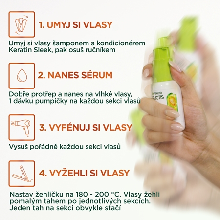 Garnier Fructis Keratin Sleek sérum pro suché a poškozené vlasy