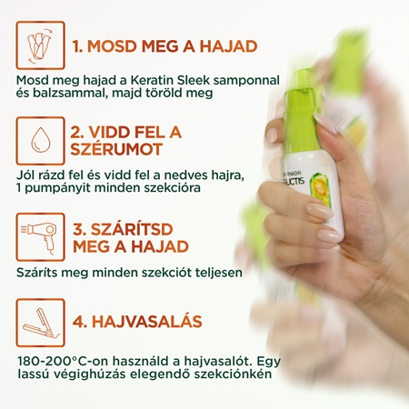 Garnier Fructis Keratin Sleek szérum száraz és sérült hajra
