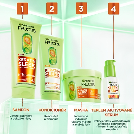 Garnier Fructis Keratin Sleek sérum pro suché a poškozené vlasy