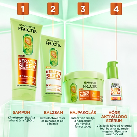 Garnier Fructis Keratin Sleek szérum száraz és sérült hajra