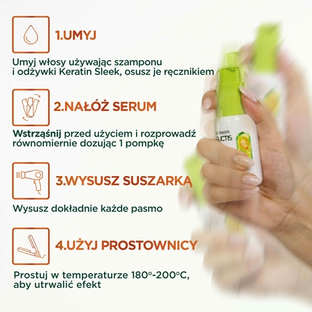 Garnier Fructis Keratin Sleek serum do włosów do wygładzania włosów