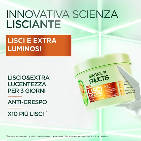 Garnier Fructis Lisci Cheratina maschera per capelli nutriente per la brillantezza