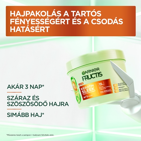 Garnier Fructis Keratin Sleek haj maszk száraz és sérült hajra