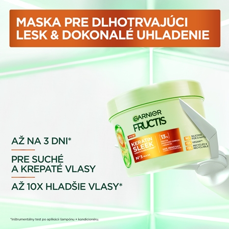 Garnier Fructis Keratin Sleek maska na vlasy pre suché a poškodené vlasy