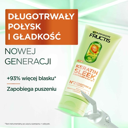 Garnier Fructis Keratin Sleek odżywka keratynowa do nabłyszczania i zmiękczania włosów