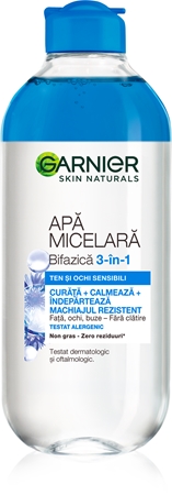 Garnier Skin Naturals apă micelară pentru îngrijirea ochilor foarte sensibili, cu lentile de contact