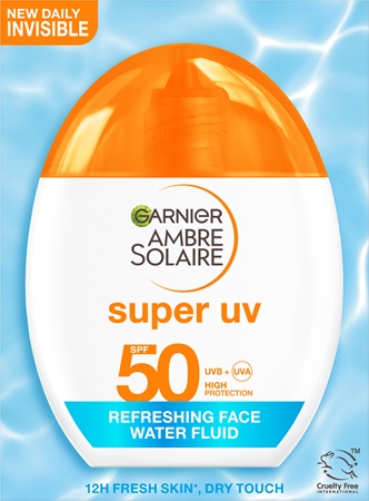 Garnier Ambre Solaire Super UV fluid do opalania twarzy z kwasem hialuronowym