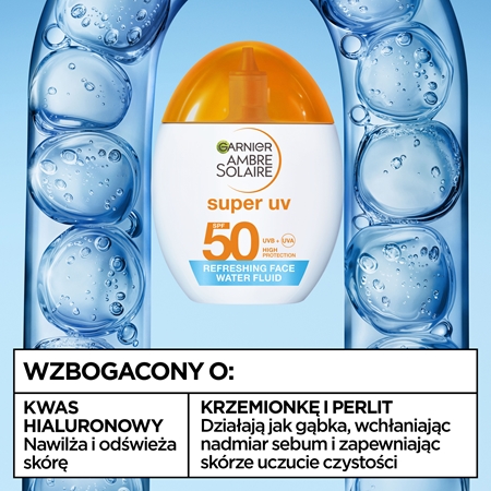 Garnier Ambre Solaire Super UV fluid do opalania twarzy z kwasem hialuronowym