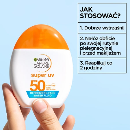 Garnier Ambre Solaire Super UV fluid do opalania twarzy z kwasem hialuronowym