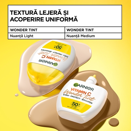 Garnier Vitamin C Wonder Tint Fluid nuantator cu textura usoara SPF 50+