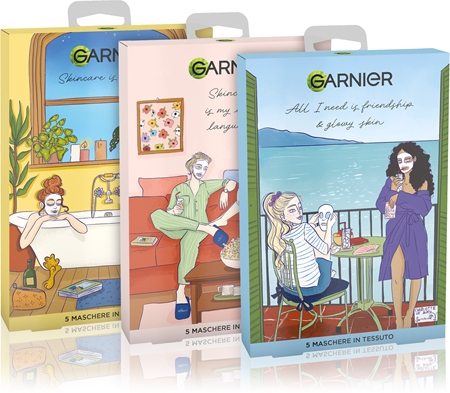 Garnier Face and Eyes Masks Set di maschere di tessuto