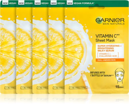 Garnier Skin Naturals Vitamin C Zellschichtmaske mit aufhellender und feuchtigkeitsspendender Wirkung (mit Vitamin C)