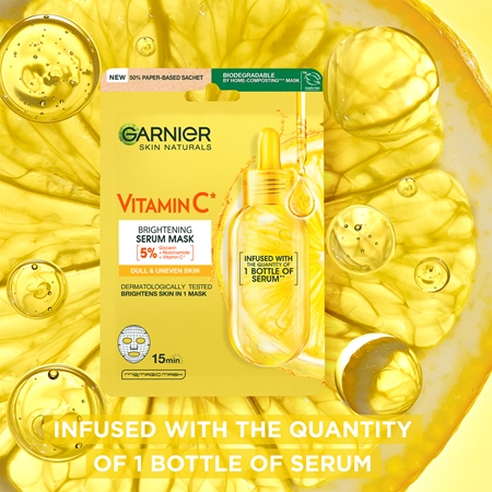 Garnier Textil Masks Brightening Pack Brightening Face Sheet Mask with vitamin C