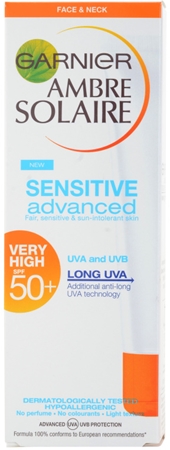Garnier Ambre Solaire Sensitive Advanced Sol-lotion för ansikte SPF 50+