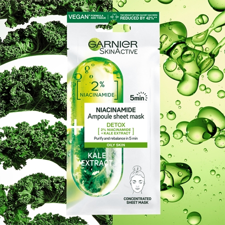 Garnier Skin Active Ampoule Sheet Mask maschera in tessuto detergente e rinfrescante