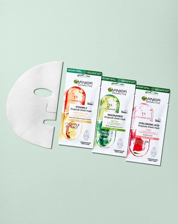 Garnier Skin Active Ampoule Sheet Mask maschera in tessuto detergente e rinfrescante
