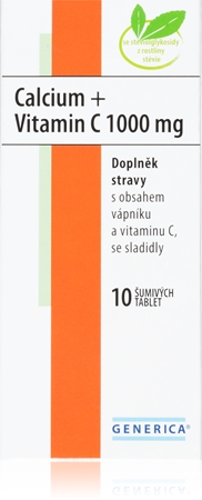 Generica Calcium + Vitamin C 1000mg šumivé tablety na podporu zdravia kostí a zubov