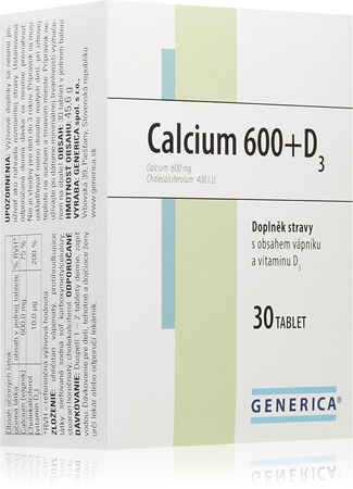 Generica Vápník šumivý 600 + D3 tablety pro správné fungování pohybového aparátu a normální stav zubů