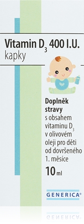 Generica Vitamin D3 400 IU kapky pro podporu imunitního systému a normální stav zubů