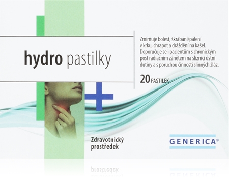 Generica Hydro pastilky pastilky proti bolesti v krku, suchému kašľu a chrapotu
