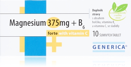 Generica Magnesium 375mg+B6 forte +vitamin C šumivé tablety šumivé tablety s vysokým obsahem hořčíku