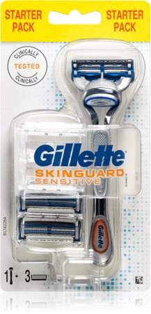 Landbrugs Fremkald klar Gillette Skinguard Sensitive Barberkniv til sensitiv hud + Ekstra  barberblade 3 stk | notino.dk