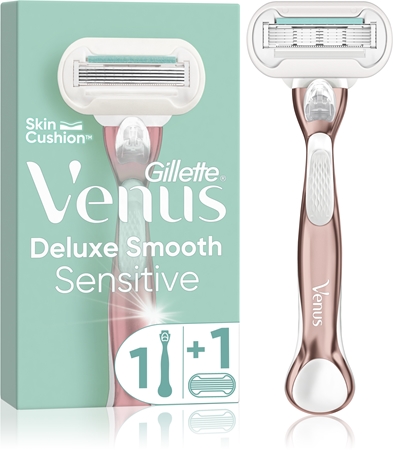 Gillette Venus Deluxe Smooth Sensitive Rosegold skutimosi mašinėlė + atsarginės galvutės