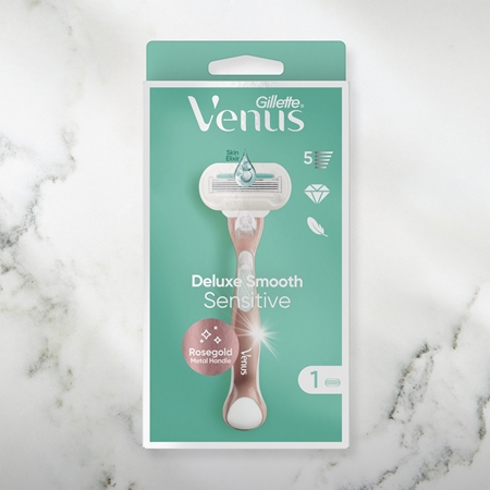 Gillette Venus Deluxe Smooth Sensitive Rosegold skutimosi mašinėlė + atsarginės galvutės