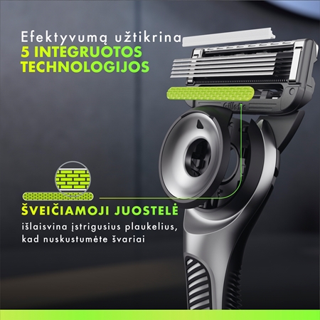 Gillette Labs skutimosi prietaisas su laikikliu + atsarginiai peiliukai
