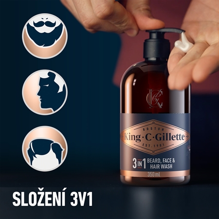 Gillette King C. Beard & Face Wash šampon na vousy