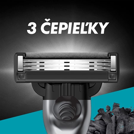 Gillette Mach3 Charcoal náhradné žiletky