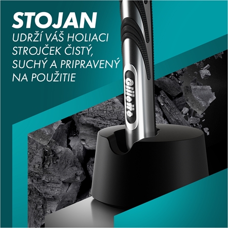 Gillette Mach3 Charcoal holiaci strojček so stojančekom + náhradné hlavice