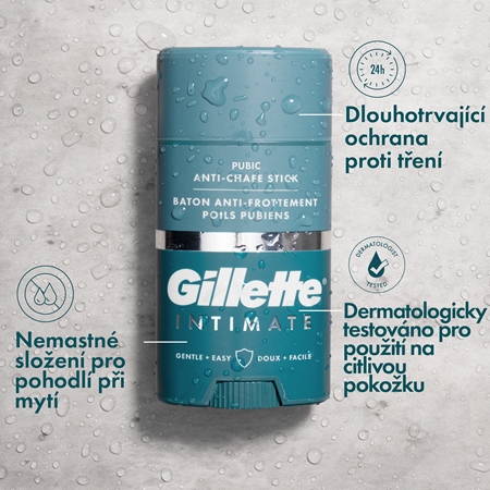 Gillette Intimate Anti-Chafe Stick intimní balzám v tyčince proti svědění a tření v oblasti třísel