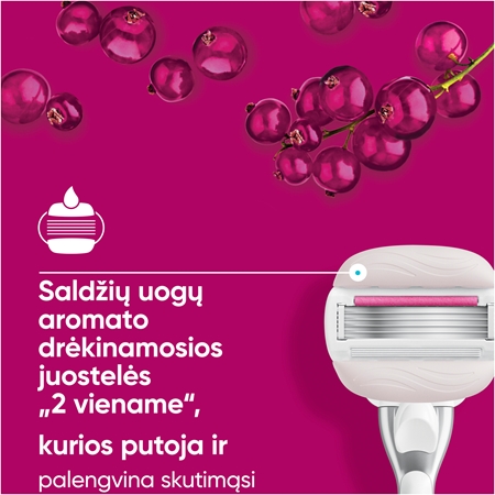 Gillette Venus PRO ComfortGlide Sugarberry pakaitiniai peiliukai + apsauginis dangtelis
