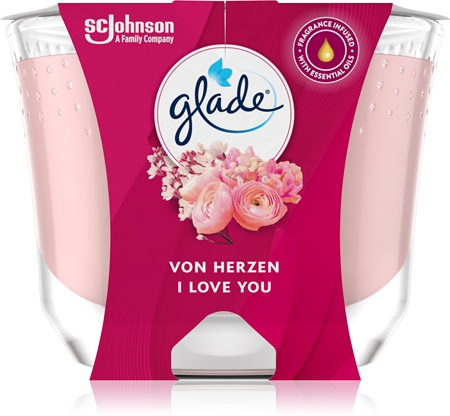Bougie Parfumée Glade "I Love You" - 224g - Jusqu'à 39h De Combustion - Pot Verre Réutilisable