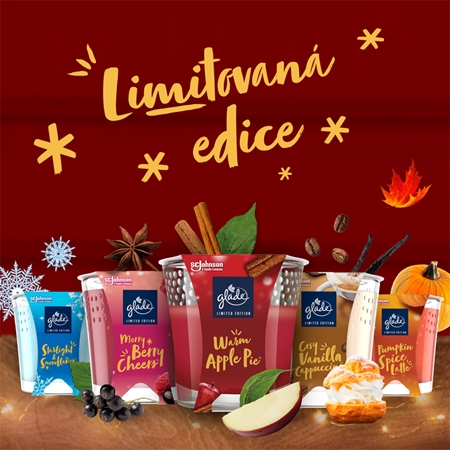 GLADE Pumpkin Spice Latté Duftkerze mit Duft Fresh Pumpkin, Caramel, Rich Spice