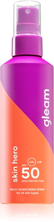Gleam Skin hero light sun spray SPF 50