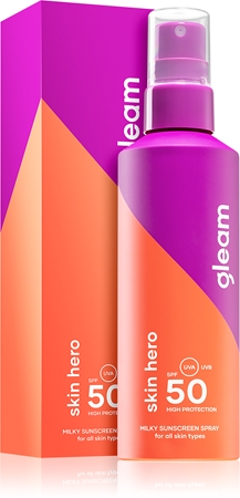 Gleam Skin hero light sun spray SPF 50