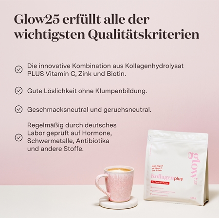 Glow25 Collagen Plus collagène hydrolysé à la vitamine C, à la biotine et au zinc