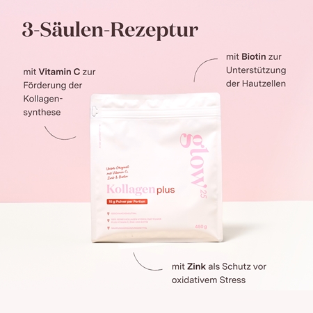 Glow25 Collagen Plus collagène hydrolysé à la vitamine C, à la biotine et au zinc