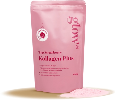 Glow25 Kollagen Plus Typ Strawberry Kollagen-Instantgetränk mit Vitamin C